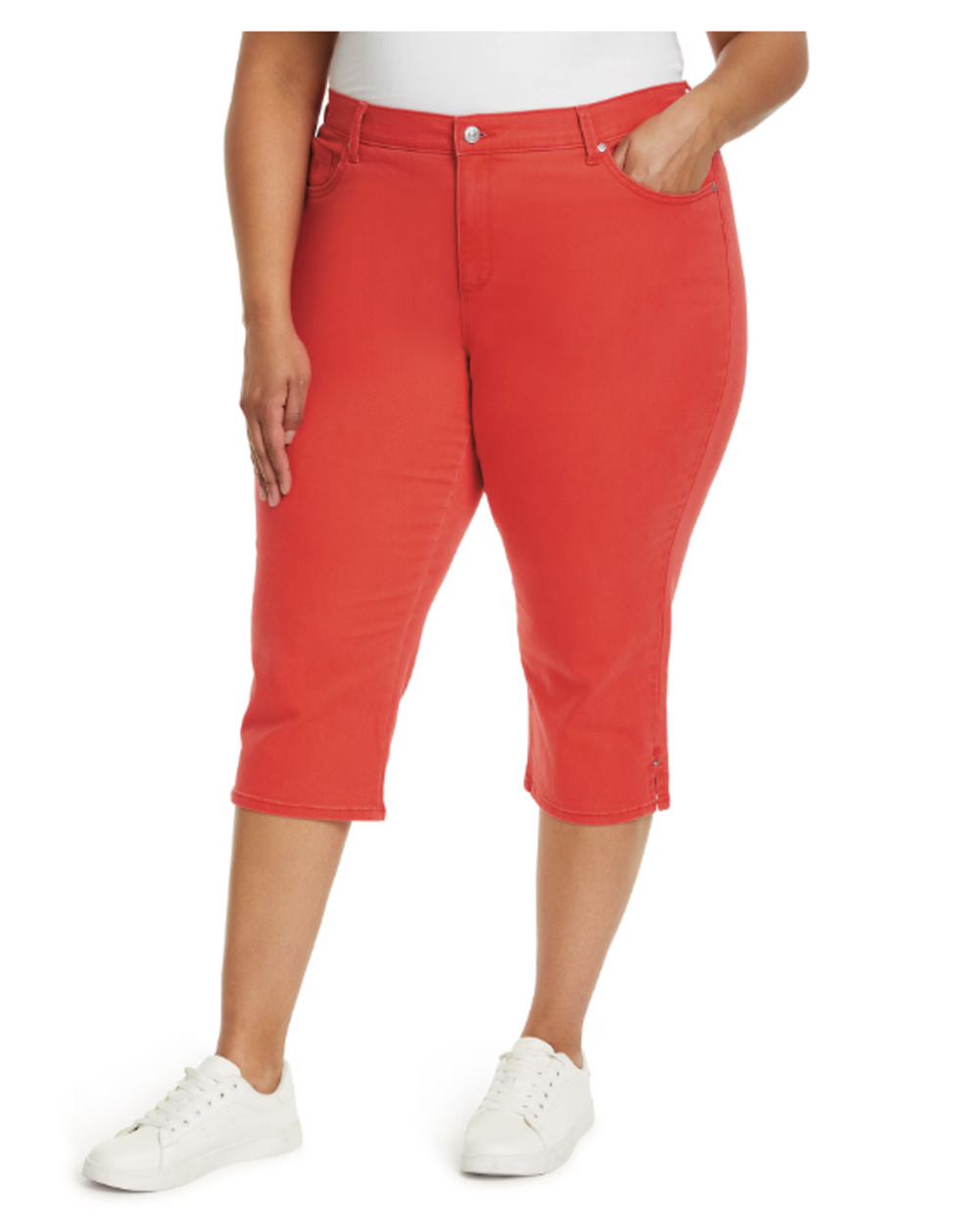Gloria Vanderbilt Amanda Capri Pants Womens 22W Plus Red Stretch Denim 5 Pocket